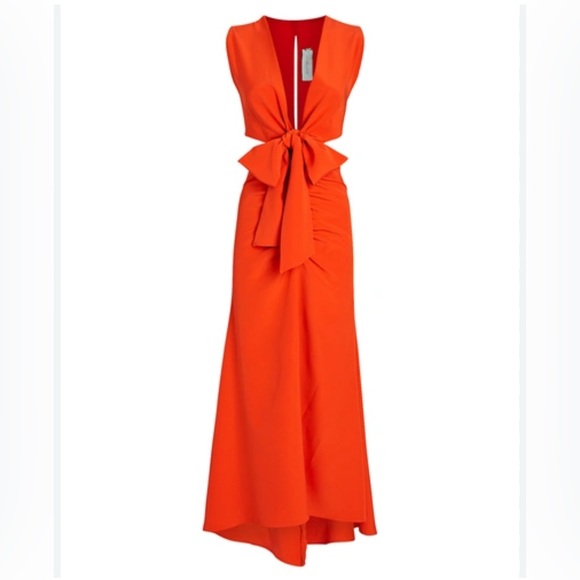SILVIA TCHERASSI
Cartagena Cutout Silk Midi Dress In Orange XS - Picture 3 of 5